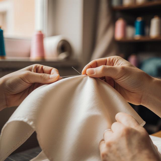 Primer plano de manos artesanales trabajando en una costura bespoke