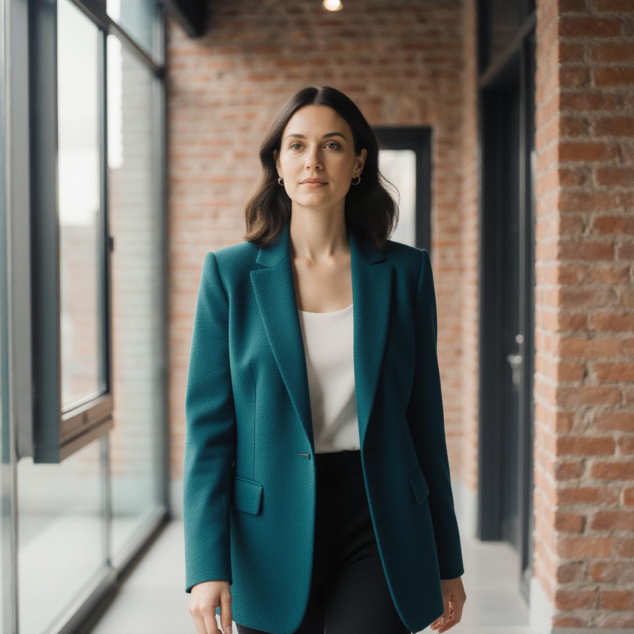 Jóvenes emprendedores en Madrid vistiendo blazers éticos de Hilos de Aura