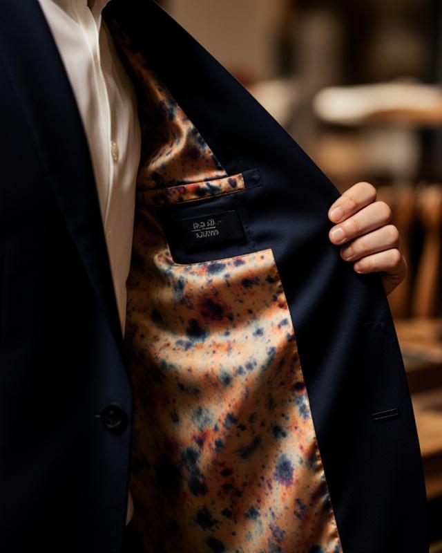 Blazer de lana con forro de seda teñida artesanalmente
